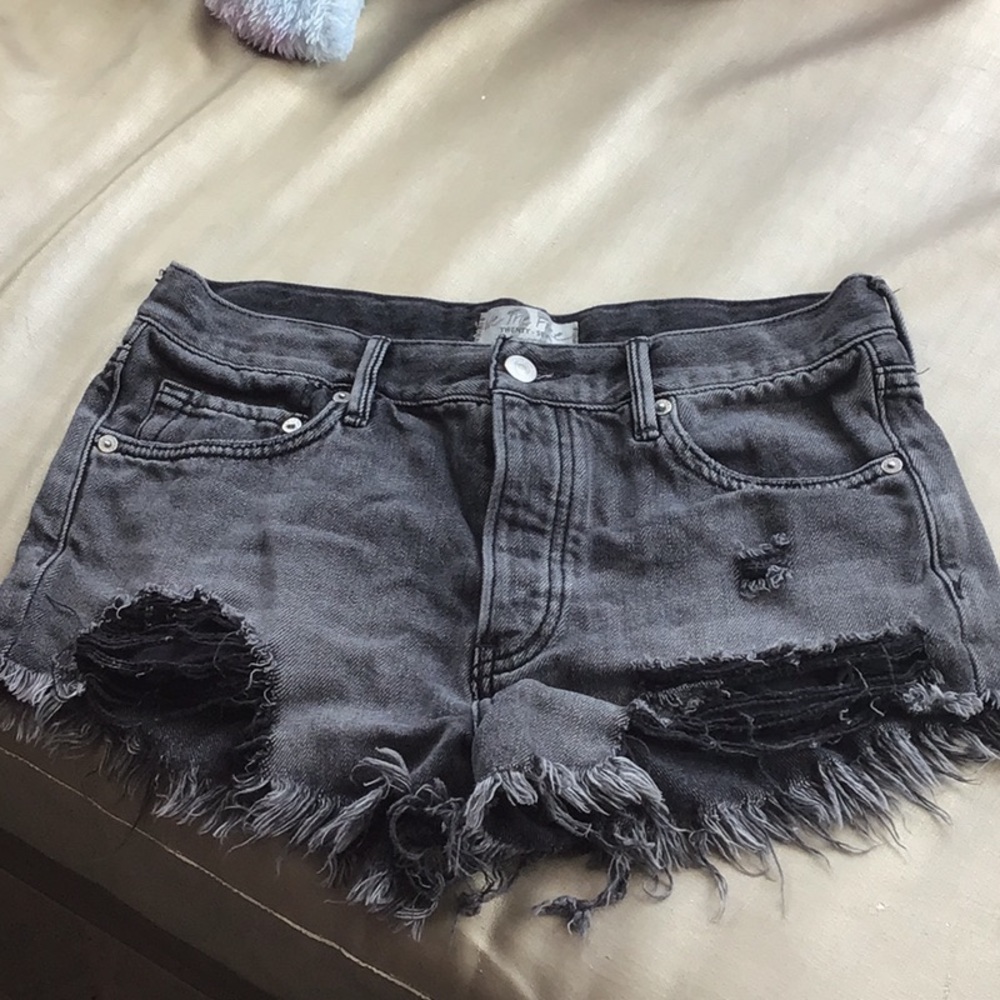 Women's Distressed Black Denim Shorts